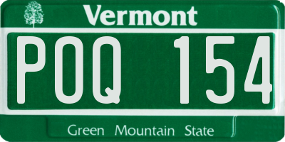 VT license plate POQ154