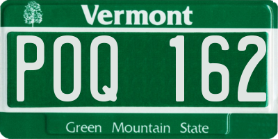 VT license plate POQ162