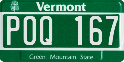 VT license plate POQ167