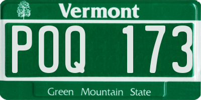 VT license plate POQ173