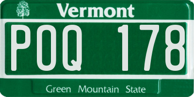 VT license plate POQ178