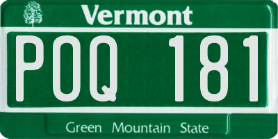 VT license plate POQ181