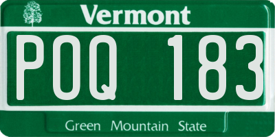VT license plate POQ183