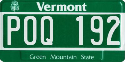 VT license plate POQ192