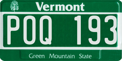 VT license plate POQ193