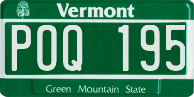 VT license plate POQ195