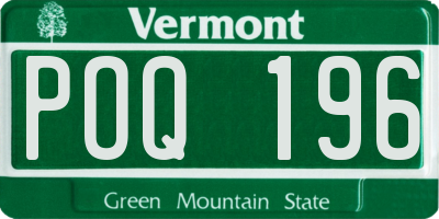 VT license plate POQ196