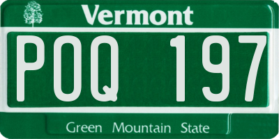 VT license plate POQ197