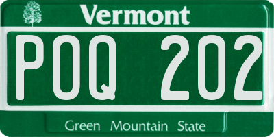 VT license plate POQ202