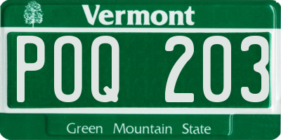 VT license plate POQ203