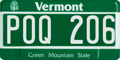 VT license plate POQ206