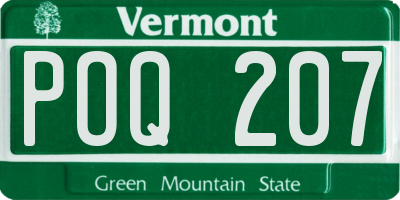 VT license plate POQ207