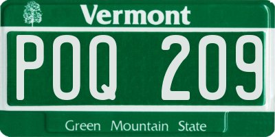 VT license plate POQ209