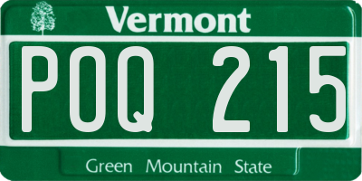 VT license plate POQ215