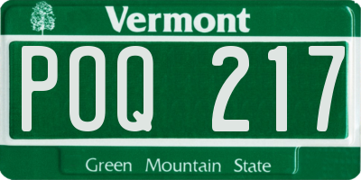 VT license plate POQ217