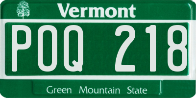 VT license plate POQ218