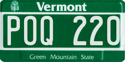 VT license plate POQ220