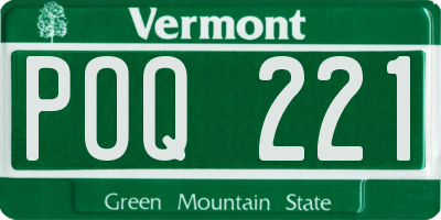 VT license plate POQ221