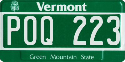 VT license plate POQ223