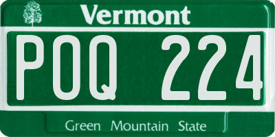 VT license plate POQ224