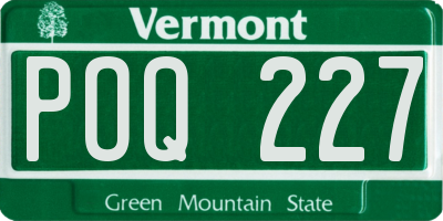 VT license plate POQ227
