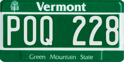 VT license plate POQ228