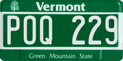 VT license plate POQ229