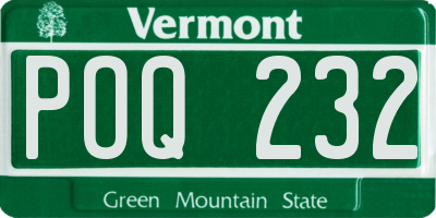 VT license plate POQ232