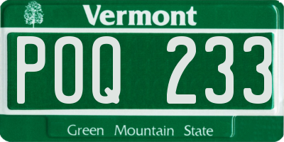 VT license plate POQ233