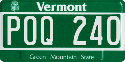 VT license plate POQ240