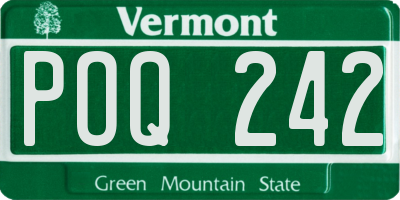 VT license plate POQ242