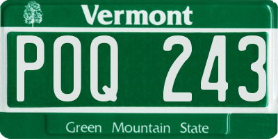VT license plate POQ243