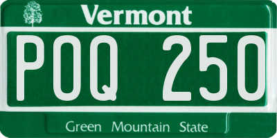 VT license plate POQ250
