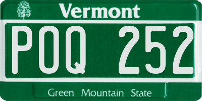 VT license plate POQ252