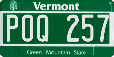 VT license plate POQ257