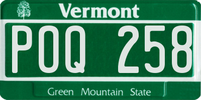 VT license plate POQ258
