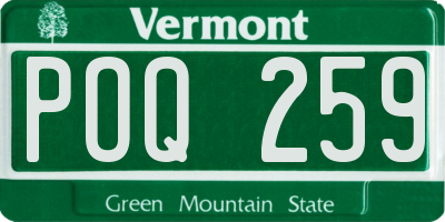 VT license plate POQ259