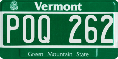 VT license plate POQ262