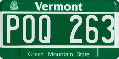 VT license plate POQ263
