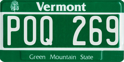 VT license plate POQ269