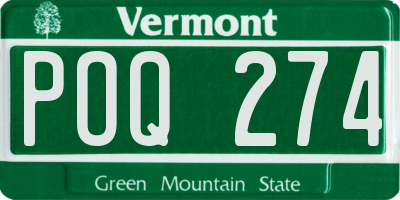 VT license plate POQ274