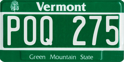VT license plate POQ275