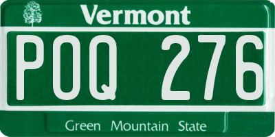 VT license plate POQ276