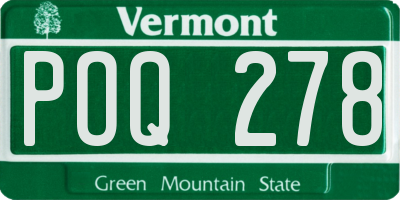 VT license plate POQ278