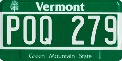 VT license plate POQ279