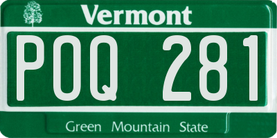 VT license plate POQ281