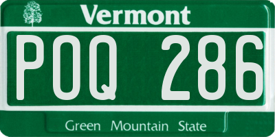 VT license plate POQ286