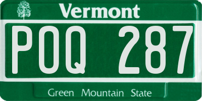 VT license plate POQ287