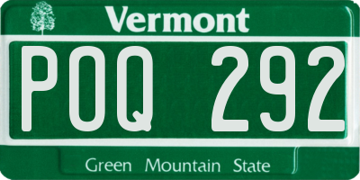 VT license plate POQ292