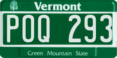 VT license plate POQ293